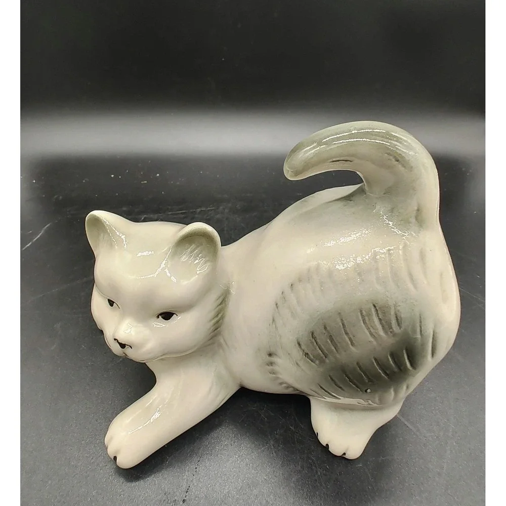 Ceramic Siamese Kitty Cat Stretching Butt Up In The Air Collectible 5